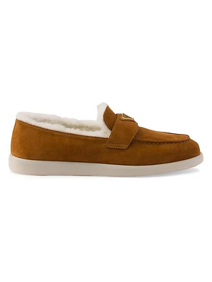 Suede and Shearling Loafers