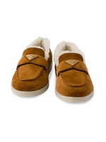 Suede and Shearling Loafers