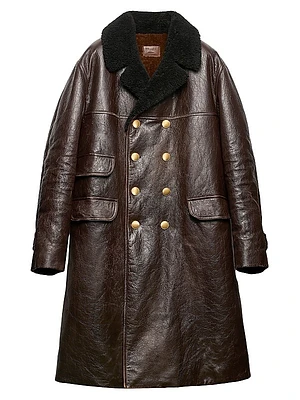 Double-Breasted Leather Coat