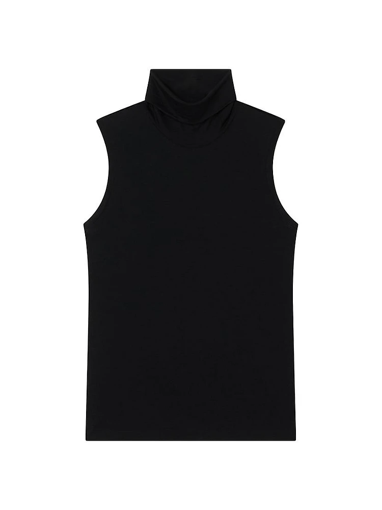 Merino Wool Sleeveless Turtleneck Top