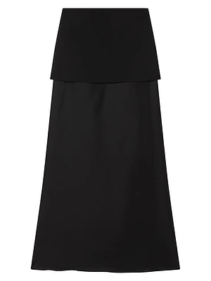 Fluid Fused Wool & Silk Maxi Skirt