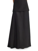 Fluid Fused Wool & Silk Maxi Skirt