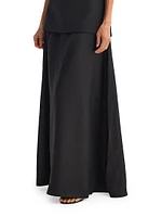 Fluid Fused Wool & Silk Maxi Skirt