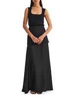 Fluid Fused Wool & Silk Maxi Skirt