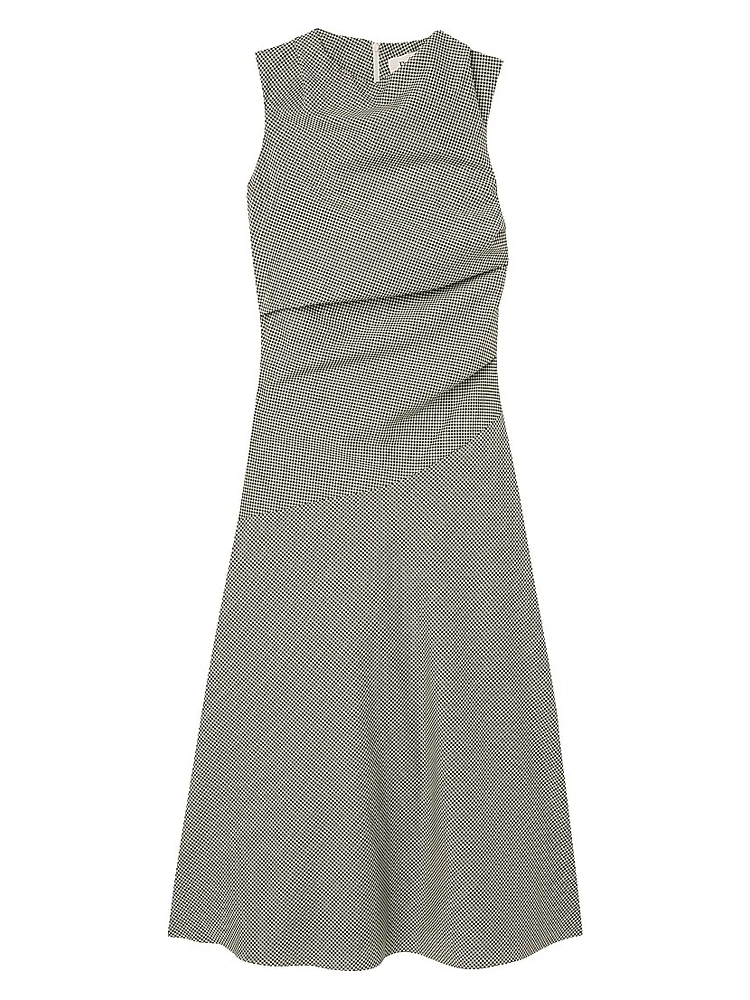 Checked Wool-Blend Cowlneck Maxi Dress
