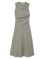 Checked Wool-Blend Cowlneck Maxi Dress