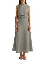 Checked Wool-Blend Cowlneck Maxi Dress