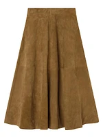 Suede A-Line Midi-Skirt