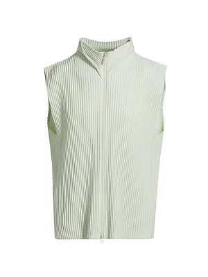 Monthly Colors March Pleated Zip-Up Vest