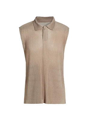 Mesh Sleeveless Polo Shirt
