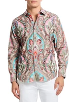 Paisley Stretch-Cotton Button-Front Shirt