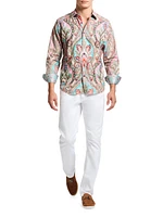 Paisley Stretch-Cotton Button-Front Shirt