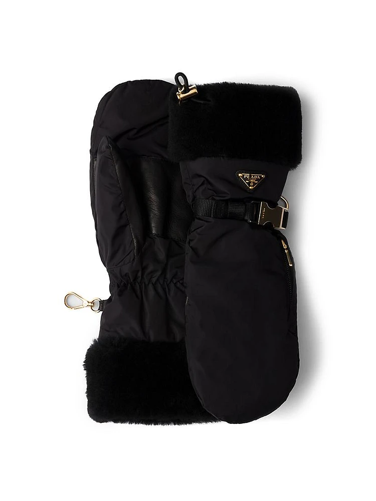 Re-Nylon and Shearling Mittens