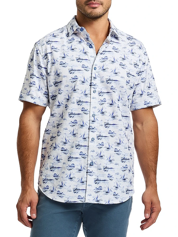 Alboran Printed Button-Front Shirt