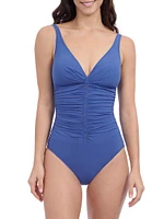 Solo Ruched V-Neck Swimsuit