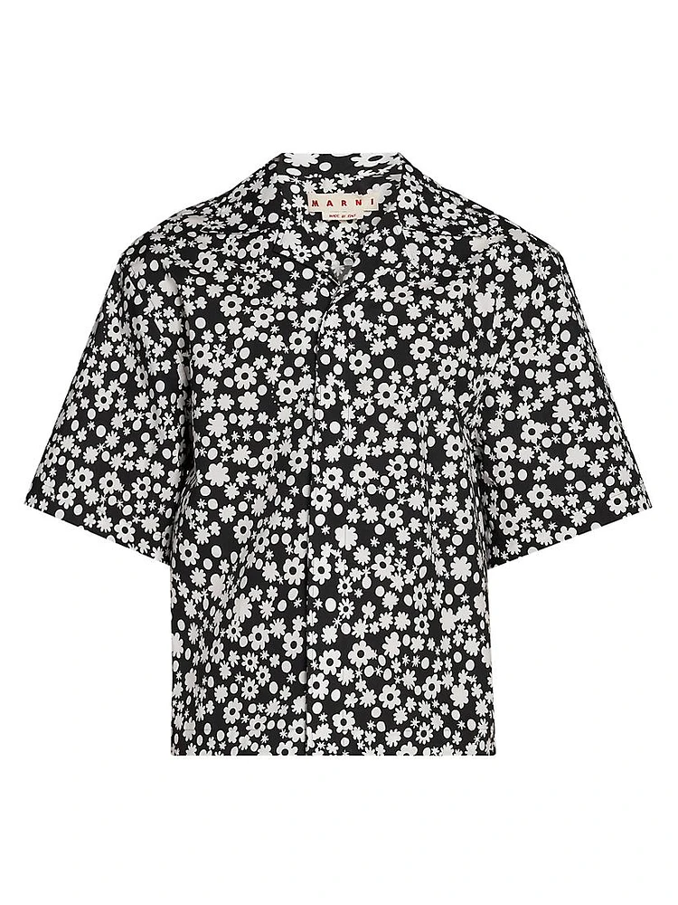 Poppy Fields Print Bowling Shirt
