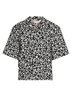 Poppy Fields Print Bowling Shirt