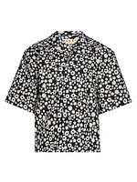 Poppy Fields Print Bowling Shirt