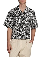 Poppy Fields Print Bowling Shirt