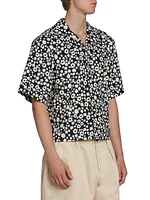 Poppy Fields Print Bowling Shirt