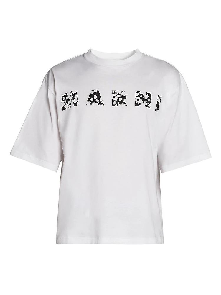Poppy Fields Printed Logo Cotton T-Shirt