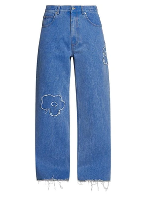 Floral Patch Flared Jeans