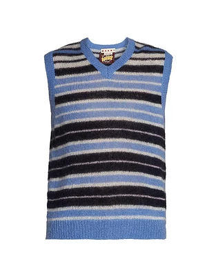 Lightweight Striped Mohair-Blend Vest