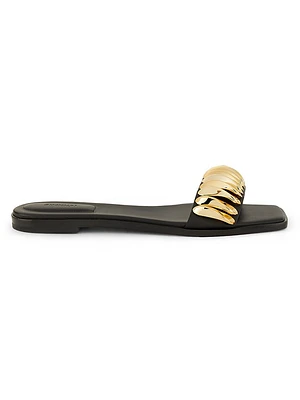 Ripple Leather Slides