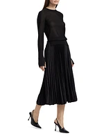 Plissé Sunburst-Pleated Midi-Skirt