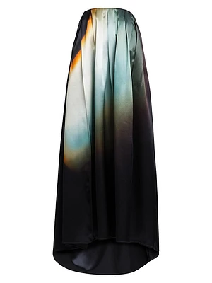 Satin Pleated Strapless Gown