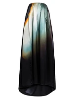 Satin Pleated Strapless Gown