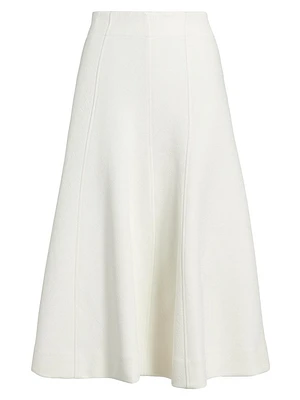 Shiny Double-Face Textured Midi-Skirt