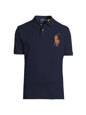 Custom-Slim-Fit Leather-Pony Polo Shirt