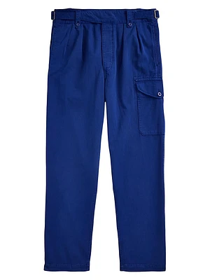 Relaxed Fit Pleated Twill Cargo Pants