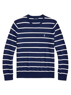 Striped Mesh-Knit Sweater