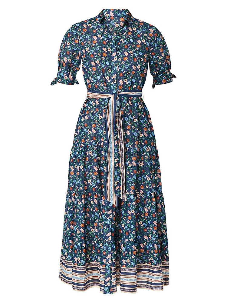 Tiered Button-Front Midi-Dress