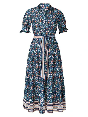 Tiered Button-Front Midi-Dress