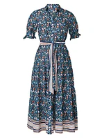 Tiered Button-Front Midi-Dress