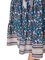 Tiered Button-Front Midi-Dress