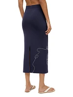 Karina Embroidered Leaf Pencil Skirt