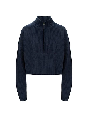 Hampton Cashmere Crop Half-Zip Pullover