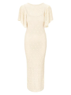 Isla Pointelle-Knit Cotton Maxi Dress