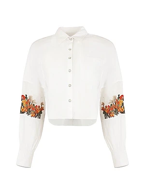 Floral Embroidered Poplin Shirt