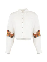 Floral Embroidered Poplin Shirt