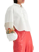 Floral Embroidered Poplin Shirt