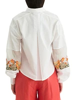 Floral Embroidered Poplin Shirt