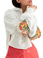 Floral Embroidered Poplin Shirt