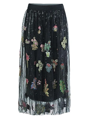 Embroidered Sequined & Tulle Skirt