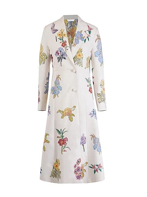 Embellished Floral Tailored Coat
