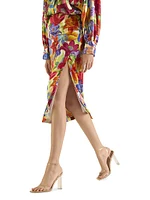 Floral Silk Pencil Skirt